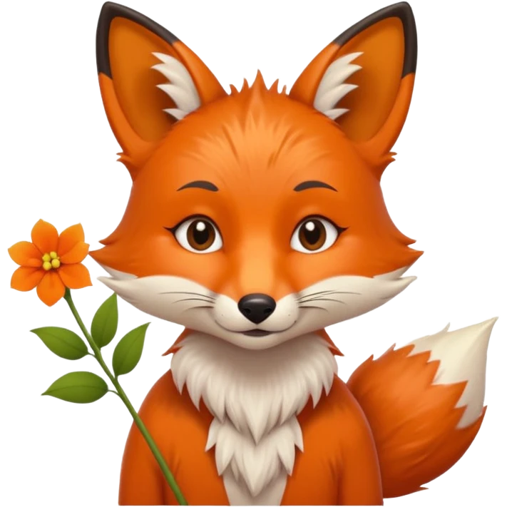 stojący z kwiatkiem lisek który jest obrażony  emoji