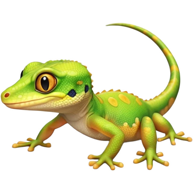 cinematic-cute-realistic gecko-portrait-emoji,-head-tilted-playfully-and-inquisitively,-featuring-a-small,-charming-body-with-smooth,-vividly-patterned-scales,-bright,-sparkling-eyes-and-delicate,-sticky-toe-pads,-simplified-yet-irresistibly-adorable emoji