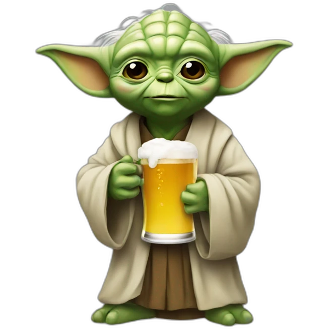 Yoda with a beer emoji