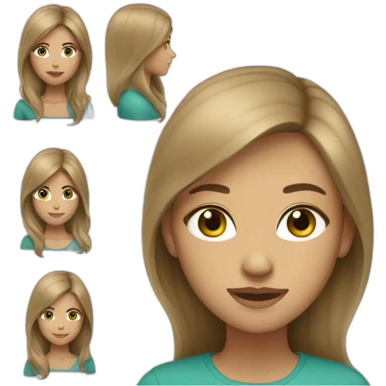 woman grading light brown hair, blue-green eyes emoji