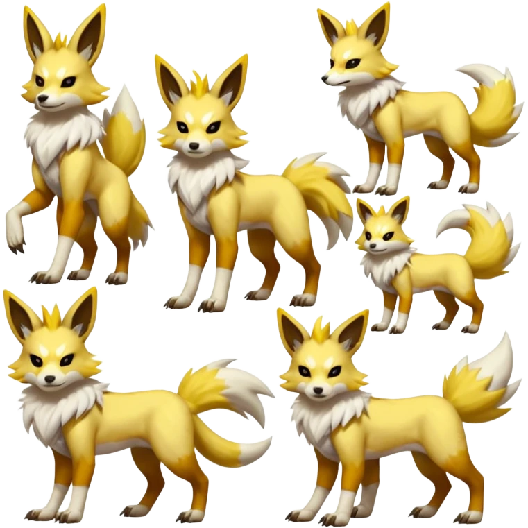 Feral Quadrupedal Digitigrade Electrike-Jolteon-Lycanroc-Furret-Renamon-Zeraora-Vernid-Sergal-fusion-hybrid-creature, full body  emoji