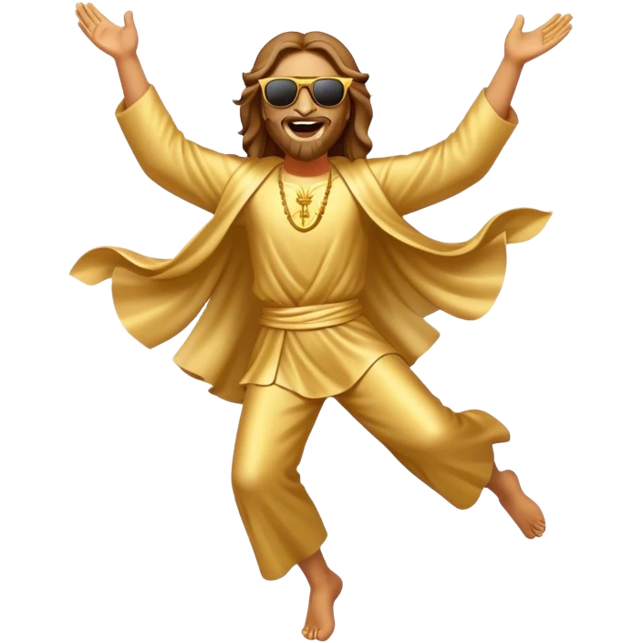 dancing figure of rejoicing Jesus with  sunglases golden  emoji