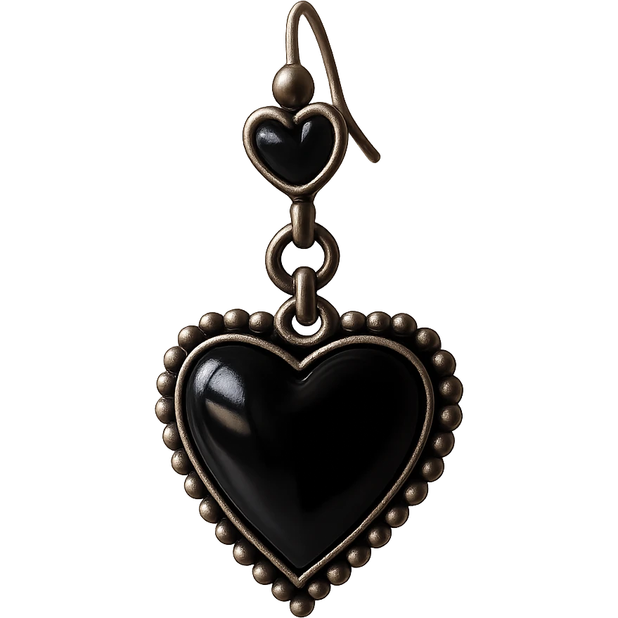Isolate and keep only the realistic goth earring with black heart locket, remove the background entirely. emoji