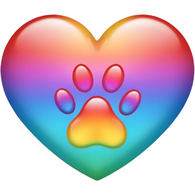 heart with rainbow gradient and paw print emoji