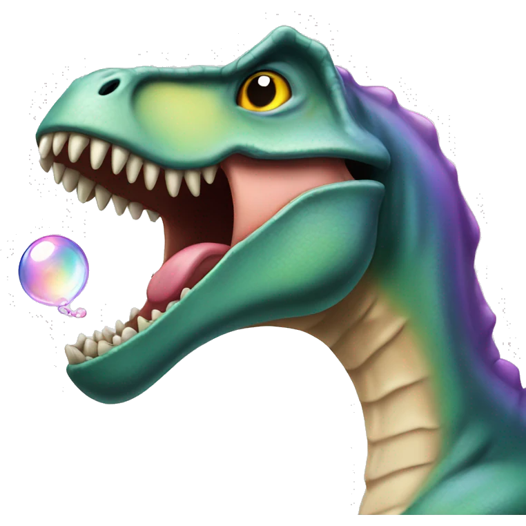 Dinosaur blowing bubble emoji
