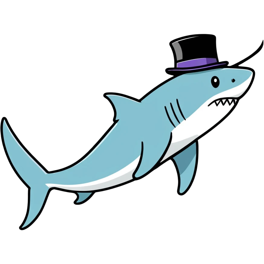 Shark with a top hat emoji