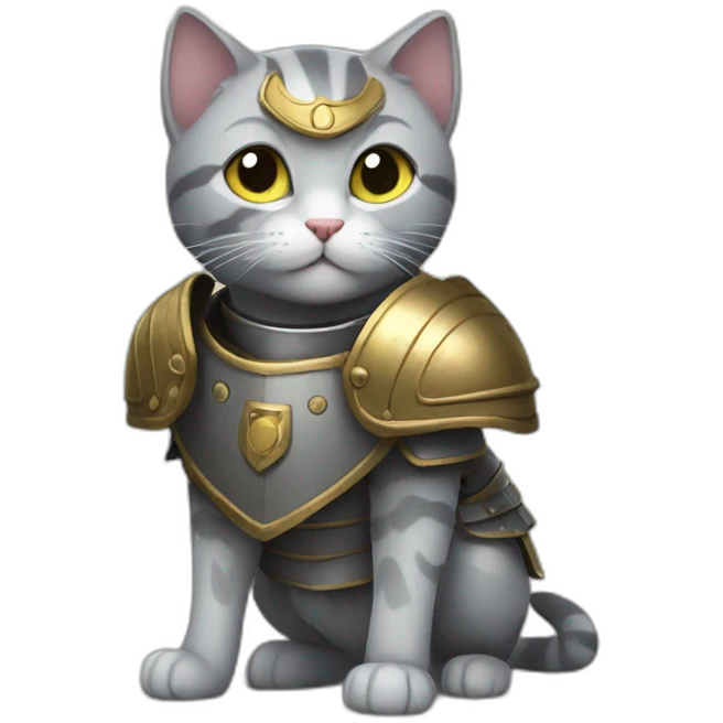 grey cat with armor emoji