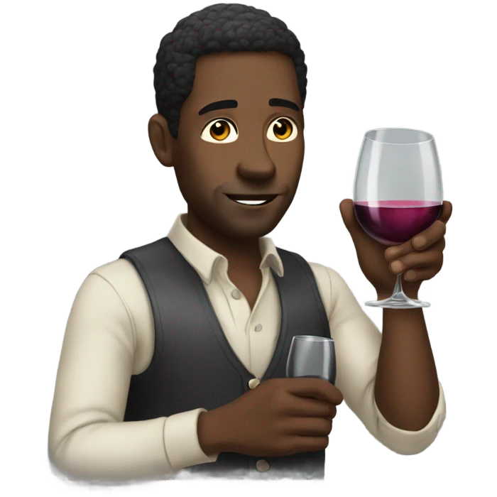 Black man drinking wine with his pinky up emoji