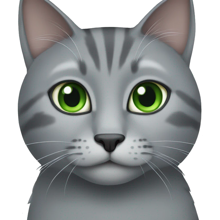 Grey cat with green eyes emoji