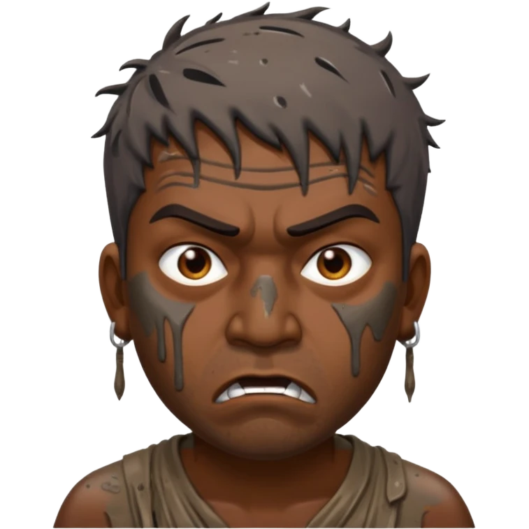 Indian man covered in dirty chunky mud angry emoji