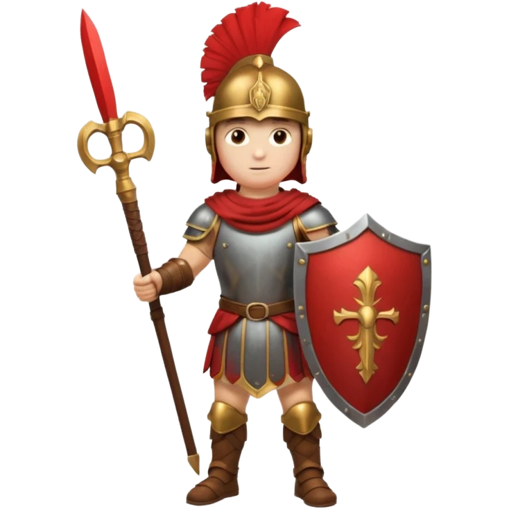 A strong Roman soldier in red-plumed helmet, bronze armor, and firm shield stance.
 emoji