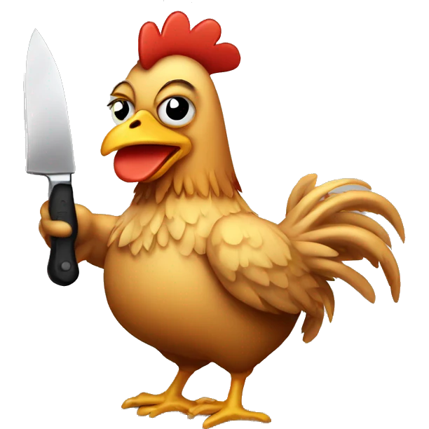 A chicken holding a knife emoji