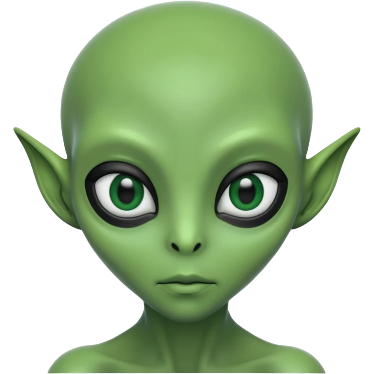 alien green, black eye full ,  emoji