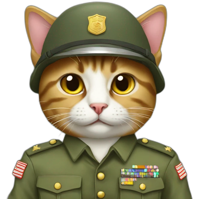 Cat in army uniform emoji