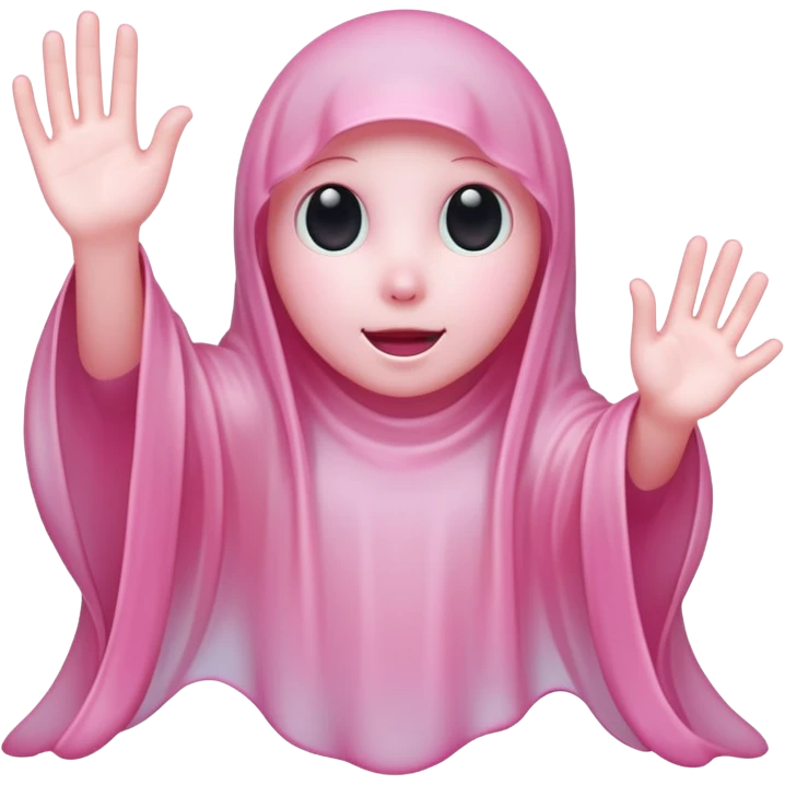 Pink ghost waving softly emoji