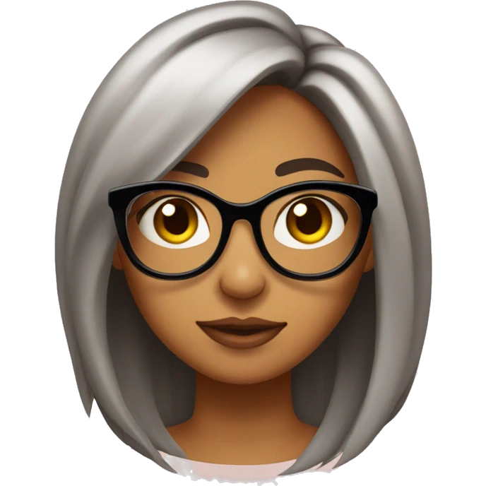 chica es medio morena con lentes cabello liso de color caramelo emoji