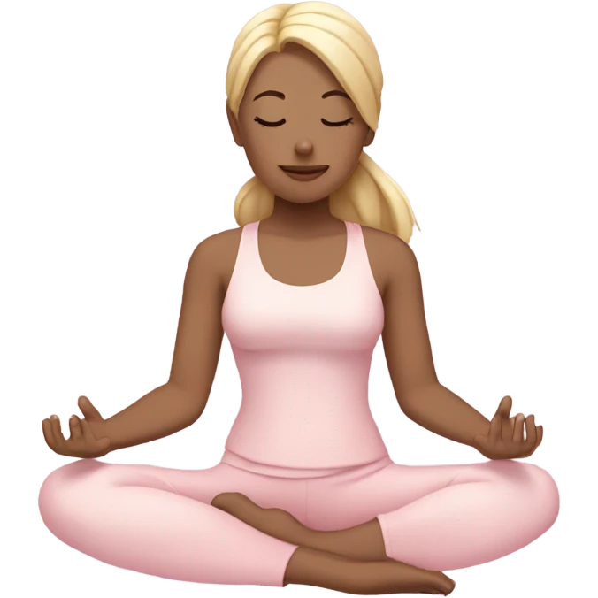 blonde yoga girl light pink clothes eyes closed emoji