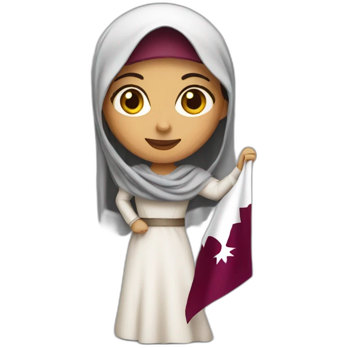 Arabic women holding Qatar flag emoji