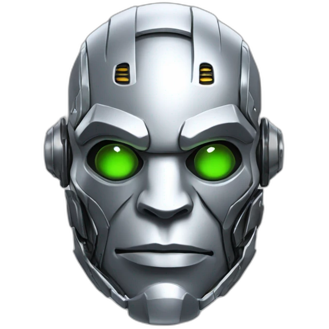 Cyber futuristic silver orc robot face emoji