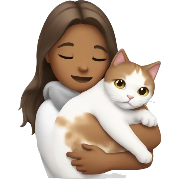 Women huging half white half brown cat emoji