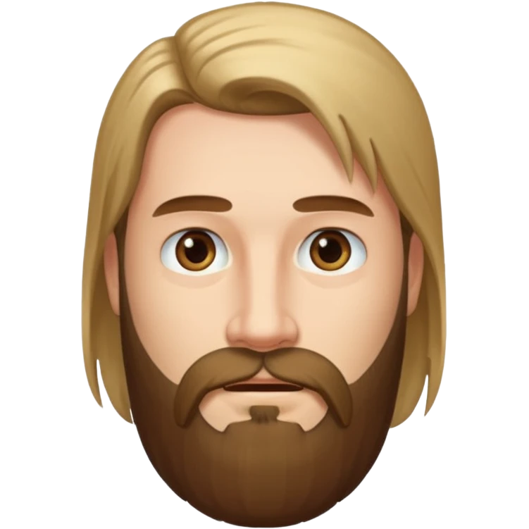 man with very long straight hair and beard no mustache emoji