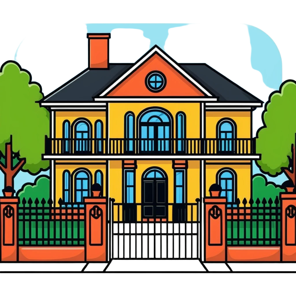 front entrance to house with decorative iron fence emoji