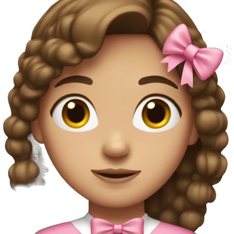 Girl with brown hair and a pink bow emoji