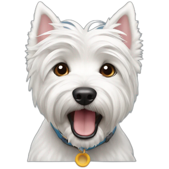 Perro westie con la lengua fuera emoji