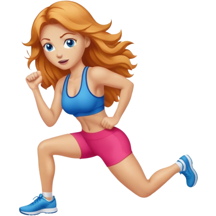 Strawberry Blonde woman with blue eyes exercising emoji