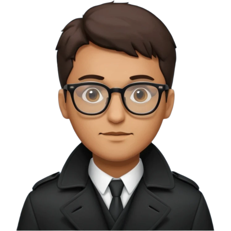 man in black trenchcoat and glasses emoji