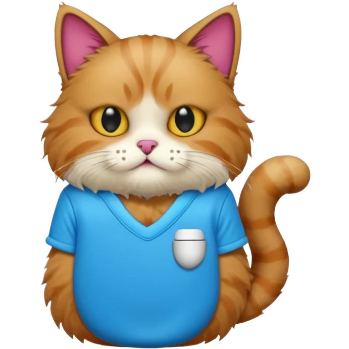 Weird cat wearing skibidi toilet shirt emoji