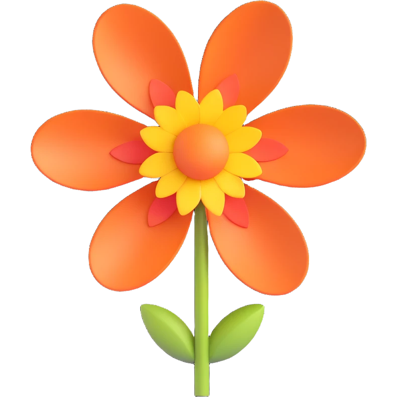 A 3D Microsoft Fluent emoji-style flower, modern and sleek emoji
