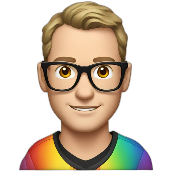 Jonathan Toews wearing glasses and rainbow clothes emoji