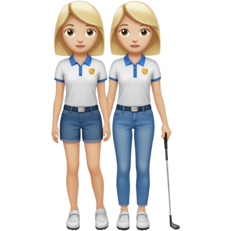 Girl with blonde hair and a golf shirt and jeans and sandals  emoji