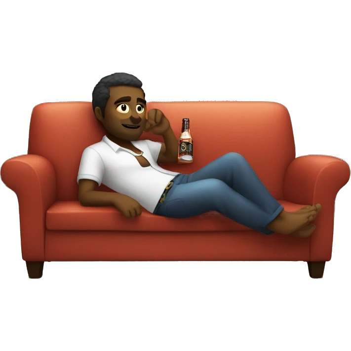 Relaxing on the couch with a rum and coke emoji