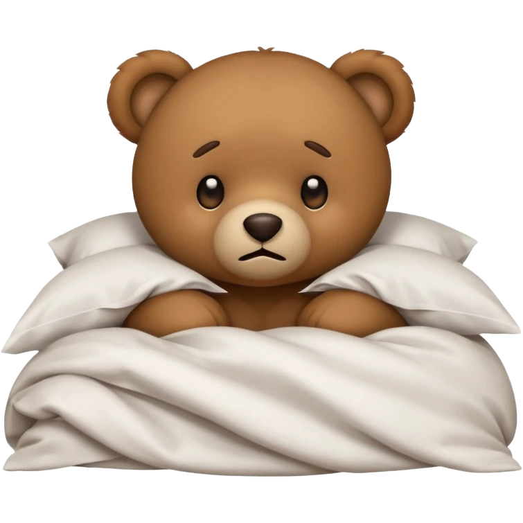 Scared teddy bear hiding under covers emoji