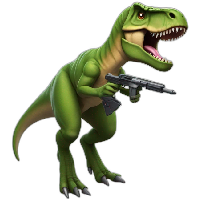 T-Rex with pistols emoji