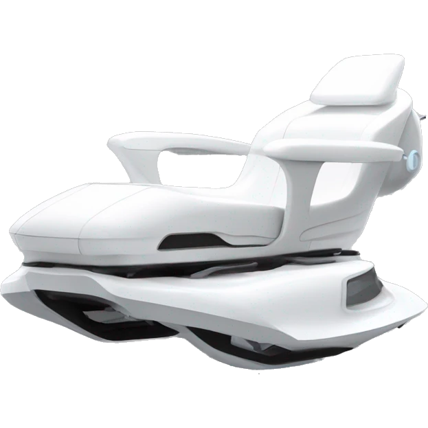 Sleek white hoverchair of the future with steering emoji