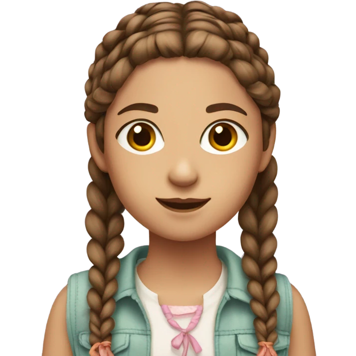a girl with medium brown hair in braids and in summer outfit emoji