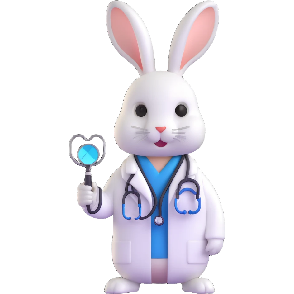 rabbit in white coat with stethoscope, medical university student, Vladivostok emoji