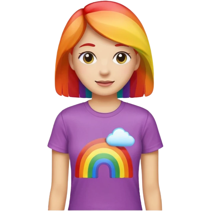 woman with rainbow coloref t shirt emoji