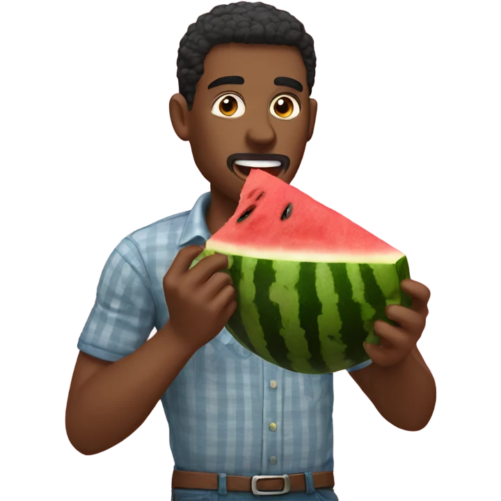 Man eating watermelon emoji