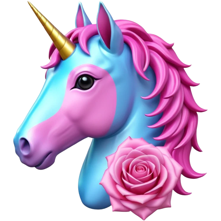 Isolated, realistic appearance bouquet, futuristic unicorn colors of roses, 3D rendering emoji
