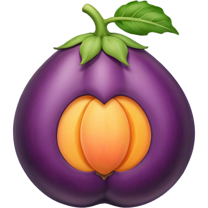 Egg plant sticking inside peach emoji