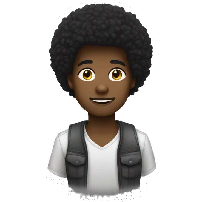 Garçon avec afro noir emoji