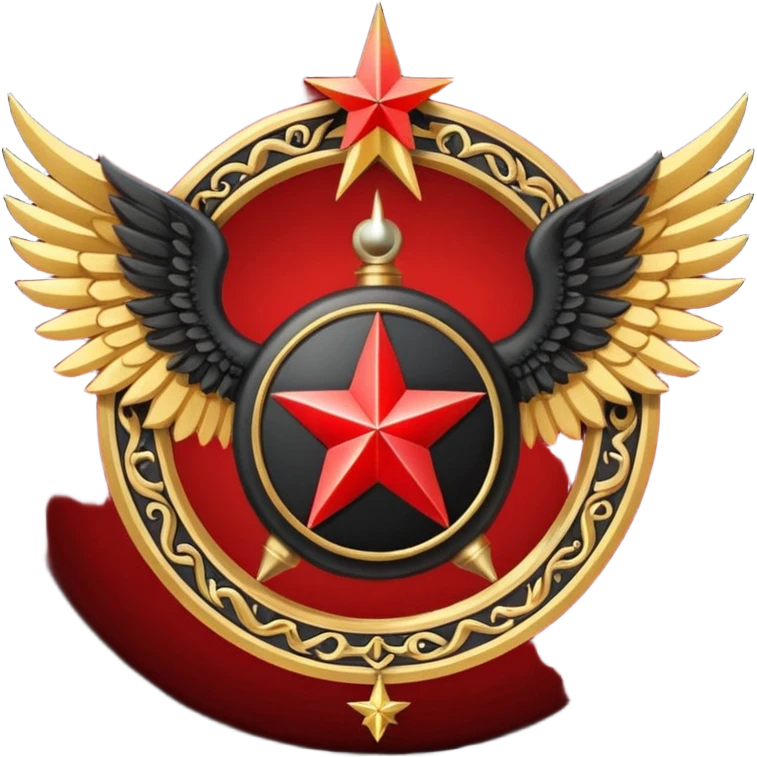 Holy Emblem with black wings and horn and red star in the middle emoji