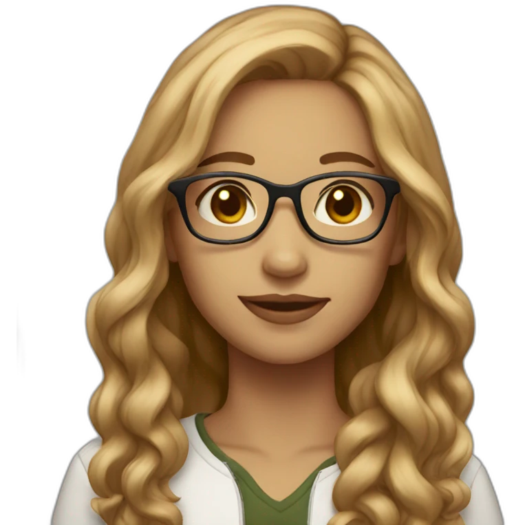 with glasses long light brown hair light skin emoji