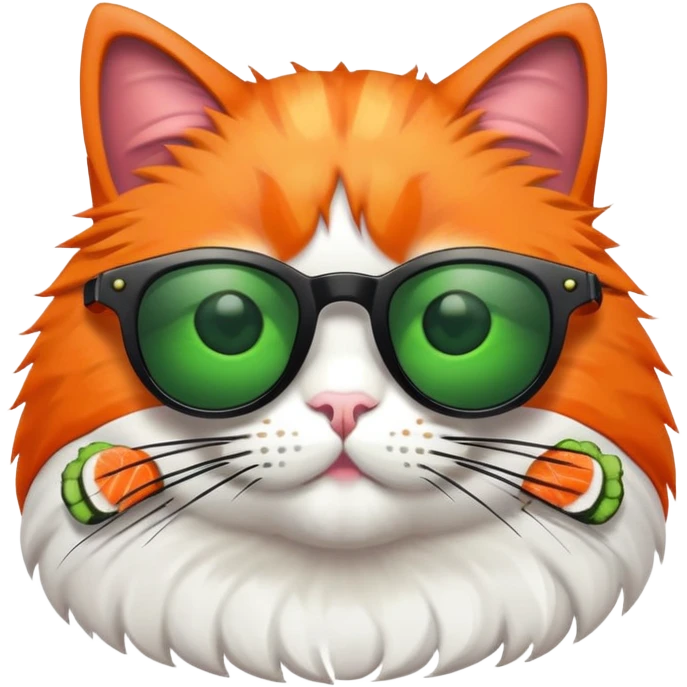 cat wearing sunglasses made of sushi emoji