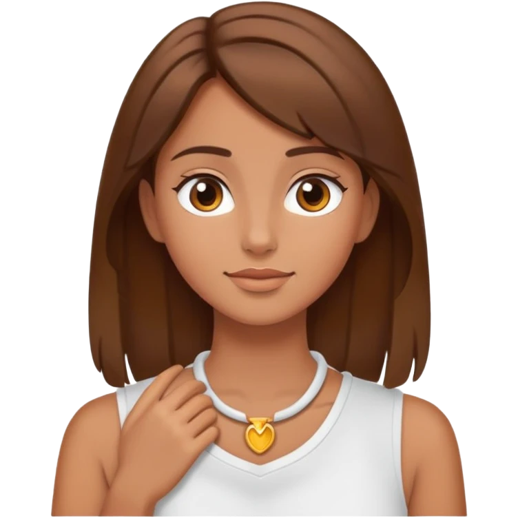 Girl with brown hair hands around neck emoji