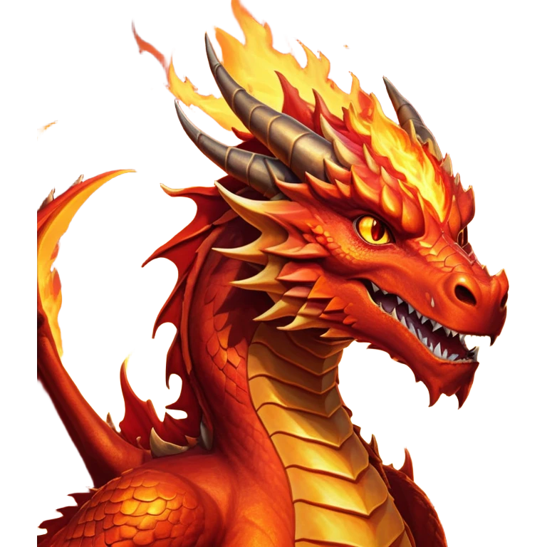 cinematic-noble-fierce-fire-dragon-portrait-emoji,-poised-and-imposing,-with-a-muscular,-scaled-body-ablaze-in-fiery-hues-of-crimson,-molten-orange,-and-molten-gold,-and-intense,-burning-eyes-that-mirror-the-heart-of-a-volcano;-rendered in detail emoji